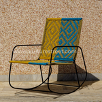 Metal Rocking Chair with Charpai Weave ( Yellow & Blue) - Kulture Street