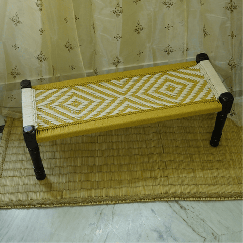 Wooden Charpai / Traditional Wooden Bench (Yellow) - Kulture Street