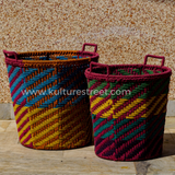 Multi Color Laundry Basket with Charpai Weave (Combo) - Kulture Street