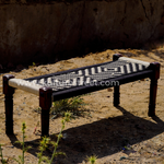 Wooden Charpai Bench & Stool ~ Black & White - Kulture Street
