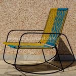 Metal Rocking Chair with Charpai Weave ( Yellow & Blue) - Kulture Street