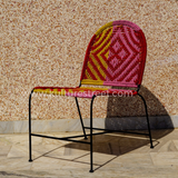 Metal Chair with Charpai Weave ~ Multi Color - Kulture Street