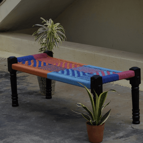 Wooden Charpai / Traditional Wooden Benchh (Multi-Color) - Kulture Street