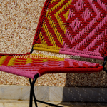 Metal Chair with Charpai Weave ~ Multi Color - Kulture Street