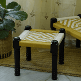 Wooden Charpai / Traditional Wooden Stool (Yellow) - Kulture Street