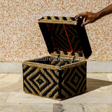 Laundry Basket with Charpai Weave ~ Black & Jute - Kulture Street