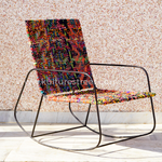 Metal Rocking Chair with Charpai Weave ~ Multi Color - Kulture Street