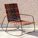 Metal Rocking Chair with Charpai Weave ~ Multi Color - Kulture Street